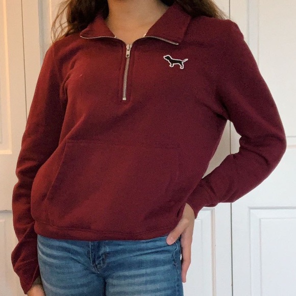 Maroon PINK Quarter Zip - Picture 1 of 5